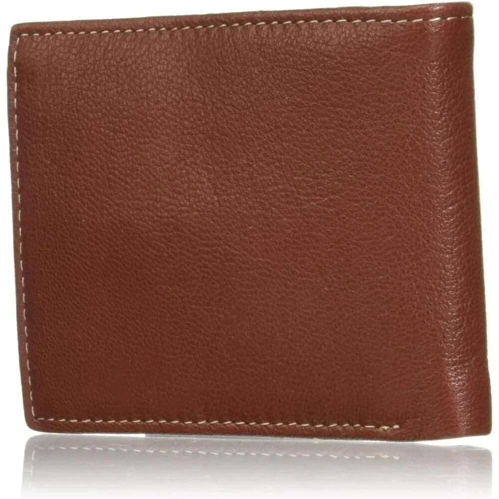 🆕Men Brown Leather Passcase Security RFID One Size